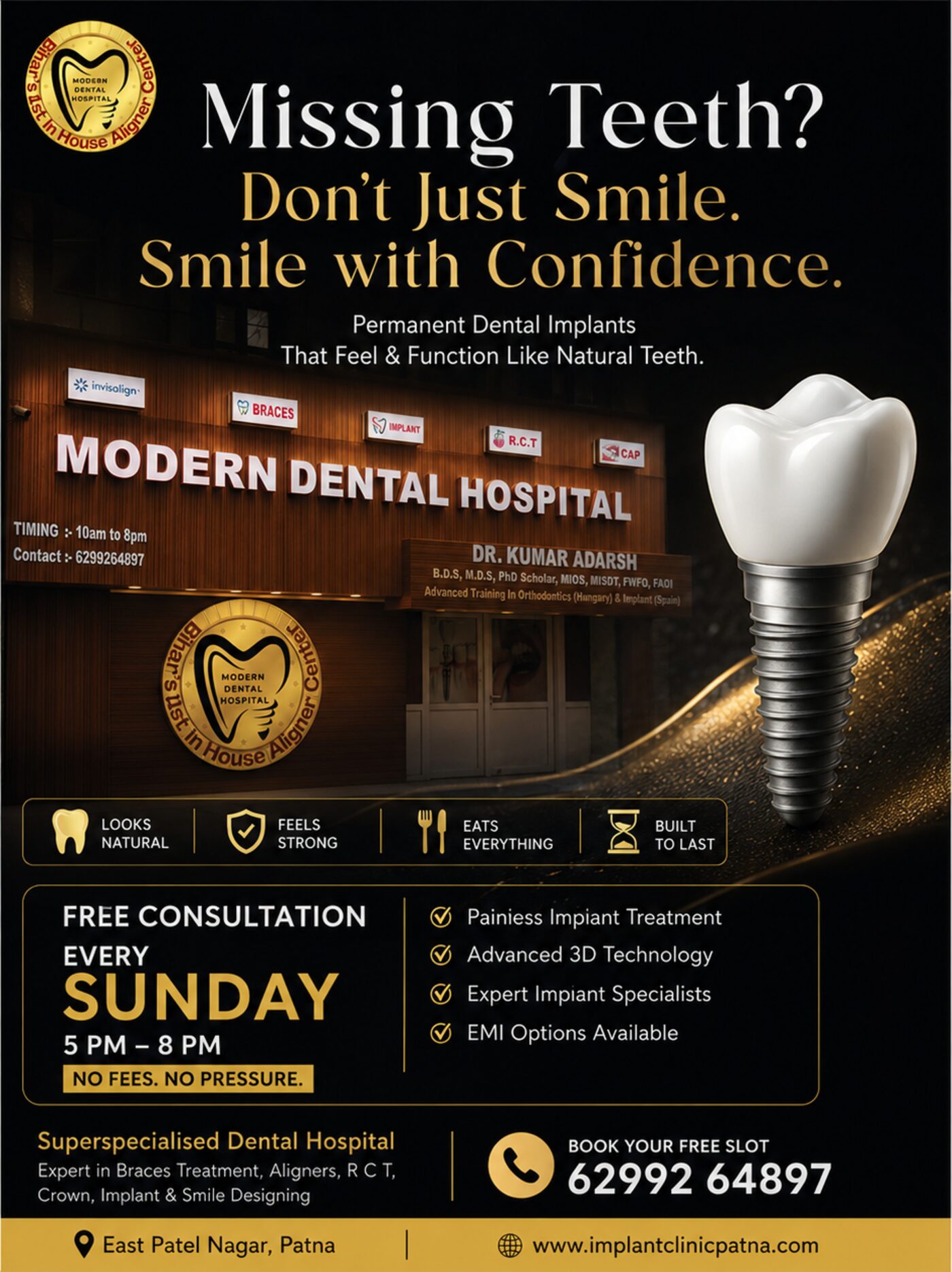 Single implant treatment Modern Dental Hospital Patna