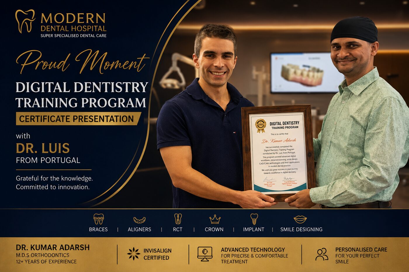 Dr. Kumar Adarsh digital dentistry training with Dr. Luis, Portugal