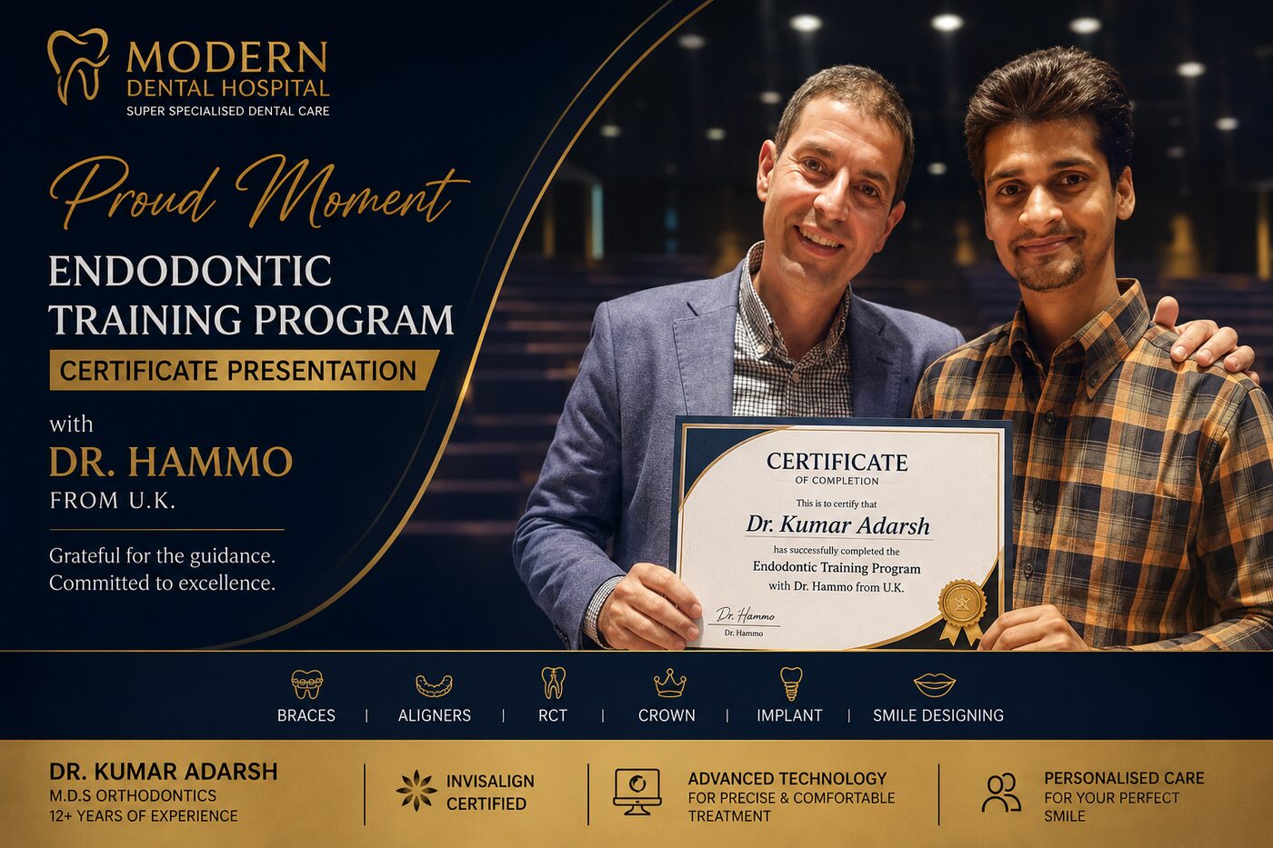 Dr. Kumar Adarsh endodontic training with Dr. Hammo, UK
