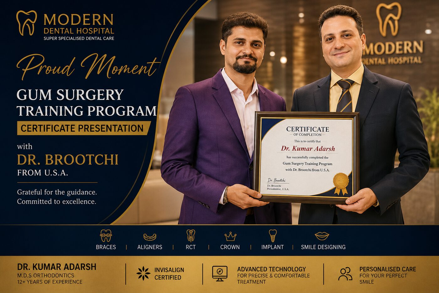 Dr. Kumar Adarsh gum surgery training with Dr. Brootchi, USA